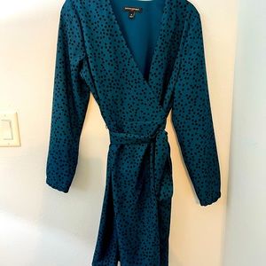Banana Republic Teal Polka Dot Long Sleeve Dress